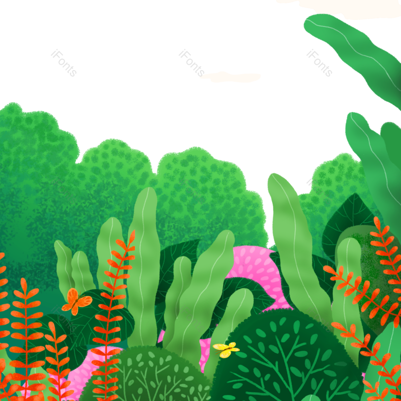 夏天图片,手绘花草元素,植物素材PNG,春天免抠素材